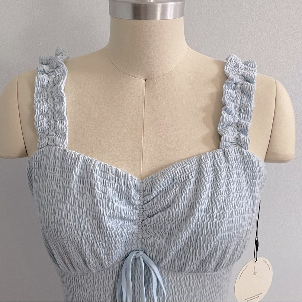 Lost + Wander Light Blue Ruched Bodysuit- Sample- Size Small- NWT - Picture 2 of 9